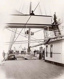 Achieve: White Star Line, RMS Teutonic launch, deck of ship