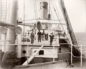 Achieve: White Star Line, RMS Teutonic launch, deck of ship