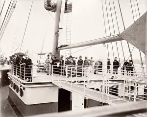 Achieve: White Star Line, RMS Teutonic launch, deck of ship