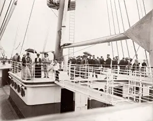 Achieve: White Star Line, RMS Teutonic launch, deck of ship