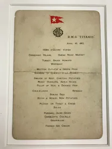 Aldridge: White Star Line, RMS Titanic - First Class dinner menu