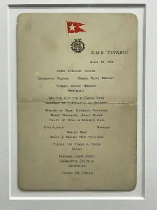 Aldridge: White Star Line, RMS Titanic, First Class menu card