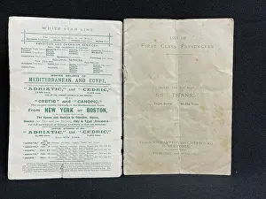 Provenance: White Star Line, RMS Titanic, List of First Class Passengers