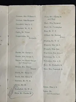 White Star Line, RMS Titanic, List of First Class Passengers