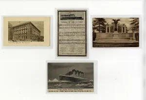 Nearer: White Star Line, RMS Titanic - four postcards