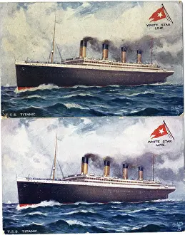 Oilette: White Star Line, RMS Titanic - two postcards