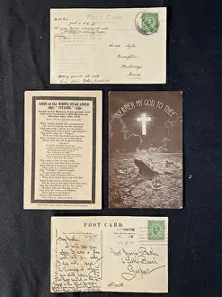 Nearer: White Star Line, RMS Titanic - four postcards