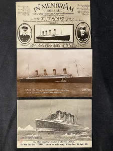 Memoriam: White Star Line, RMS Titanic - three postcards