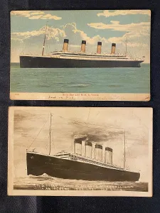 Discoloured: White Star Line, RMS Titanic - two postcards