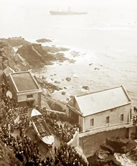 Aground: White Star Line SS Bardic aground off the Lizard, Cornwall