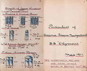 Alteration: White Star Line, SS Olympic window sketches