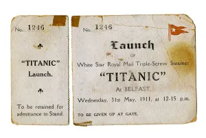 Unused: White Star Line, ticket to the launch of the Titanic