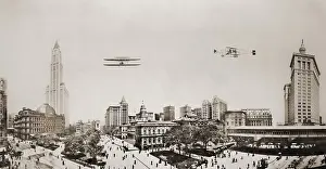 Usz62: Wide angle panorama with two airplanes in ?