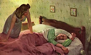 Sweethearts: Wife wakes Husband in sleeping in Bed