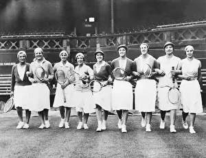 Wightman: Wightman Cup teams at Wimbledon during a practice