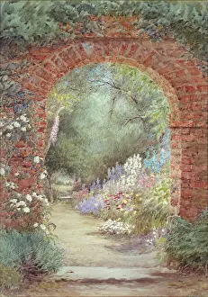 Walford: Wild Garden ' brick arch and flower borders