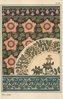 Grasset: Wild rose in art nouveau patterns