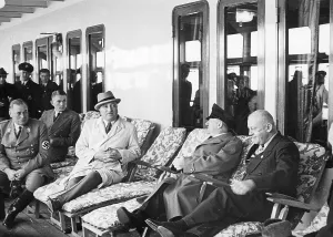 Brueckner: Wilhelm Brueckner, Robert Ley, Adolf Hitler, Adolf Wagner on