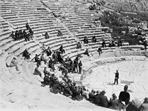 Archaeologist: Wilhelm Doerpfeld during a presentation in Delphi, 1909
