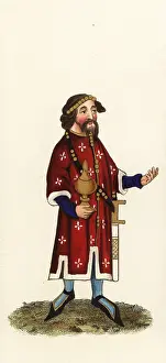 14th Century: William de Albeneis, Pincerna Regis, with goblet and sword