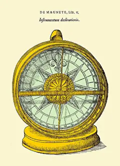 Magnetism: William Gilbert, Declinometer, 17th Century