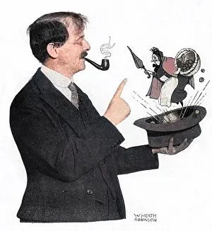 Immensely: William Heath Robinson with a character created by him