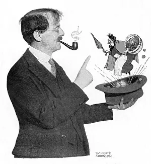 Immensely: William Heath Robinson with a character created by him