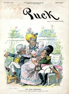 Vying: William McKinley - Benjamin Harrison - cartoon