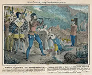Marksman: William Tell shooting the apple off his son's head