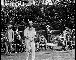 Practicing: William WG Grace Practicing His Batting At