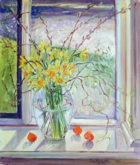 Sill: Willow Branches and Narcissus in vase
