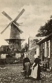 Windmills: Windmill with platform, Sluis, Netherlands