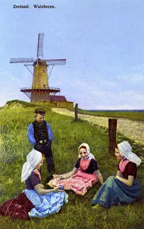 Zeeland: Windmill with platform, Walcheren, Zeeland, Netherlands
