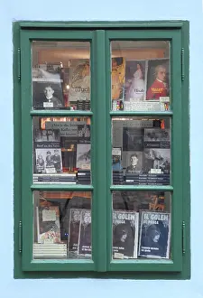 Median: Window display, Kafka House, Prague Castle, Czech Republic