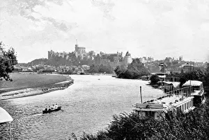 Houseboat: Windsor Castle from River Thames early 1900s
