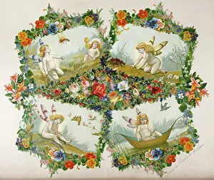 Alina: Winged cherubs with floral collage surround