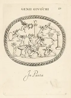 Abraham Blooteling: Winged Cupids playing games and sports