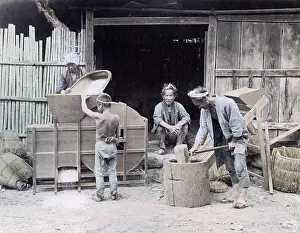 Winnowing: Winnowing rice, Japan, circa 1880s