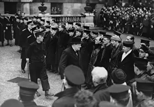 Inspected: Winston Churchill and men of the H.M.S. Eclipse