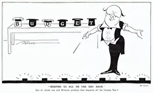 Edmund Blampied (iln): Winston Churchill presenting budget, by Blam