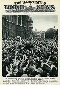 Engulfed: Winston Churchill surrounded by V-E Day crowds