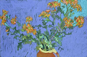 Chrysanthemums: Winter Chrysanthemums ' in a brown jug