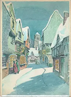 Wheatcroft: Winter Coaching scene, street with snow