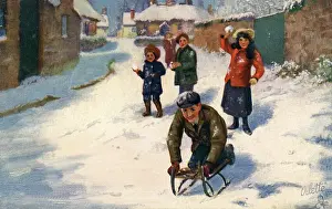 Playtime Nostalgia Illustration: Winter games in main street