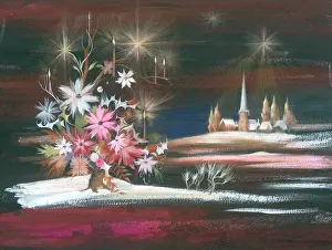Gundreda: Winter landscape with flowers and candles