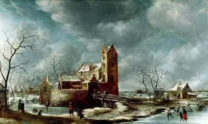 Beerstraaten: A Winter Landscape – with ice skaters
