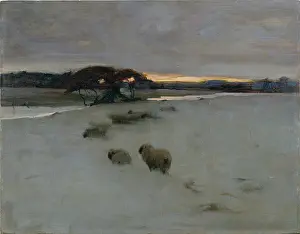 Farquharson: Winter Landscape ' with sheep in snow