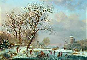Kruseman: A Winter Landscape ' with skaters