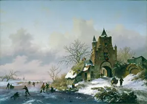 Kruseman: A Winter Landscape ' with skaters