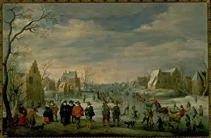 Prado: Winter landscape with skaters by Droochsloot